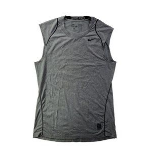 Nike Pro Dri-Fit Fitted Men's L Gray Performance Tank Vented Stretch Wicking Gym